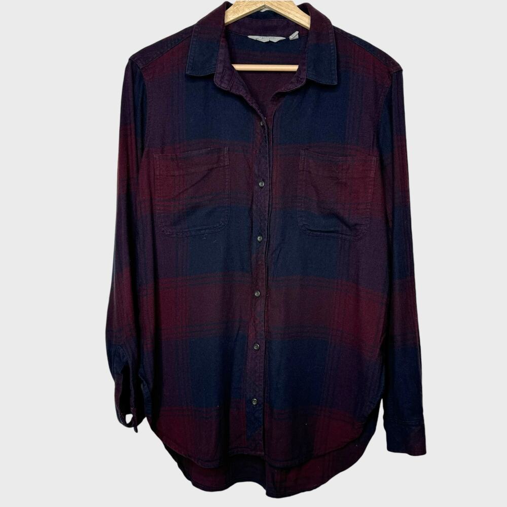 Athleta Shirtdress S Wild Raisin Plaid Flannel Tunic Soft Trail Town Athleisure
